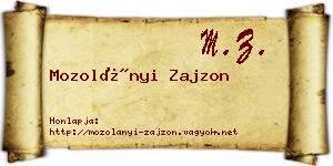 Mozolányi Zajzon névjegykártya